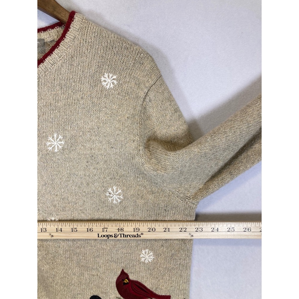 Cabincore Croft & Barrow Women XL Silk Blend Bird Embroidered Zip Front Cardigan - Picture 6 of 12